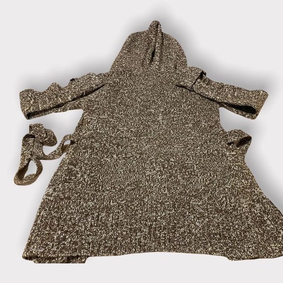 Love Rocks - Cozy Hooded Cardigan Sweater with Waist Tie - Picture 2 of 7